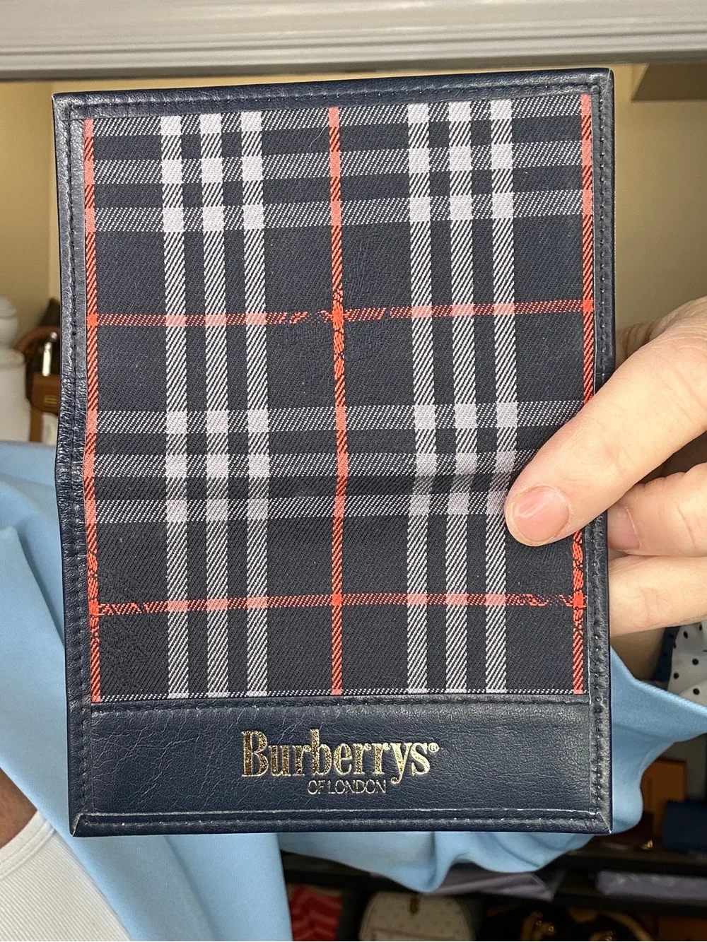Vintage Burberrys of London Nova Check Bifold Wallet Black Leather Classic